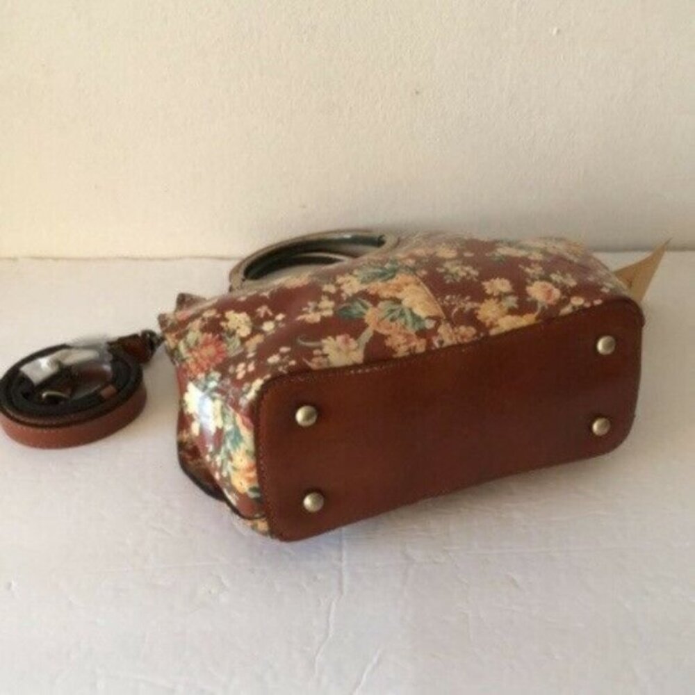 Patricia Nash Aria Handbag Leath Vintage Botanical Garden Floral Crossbody - Picture 9 of 13